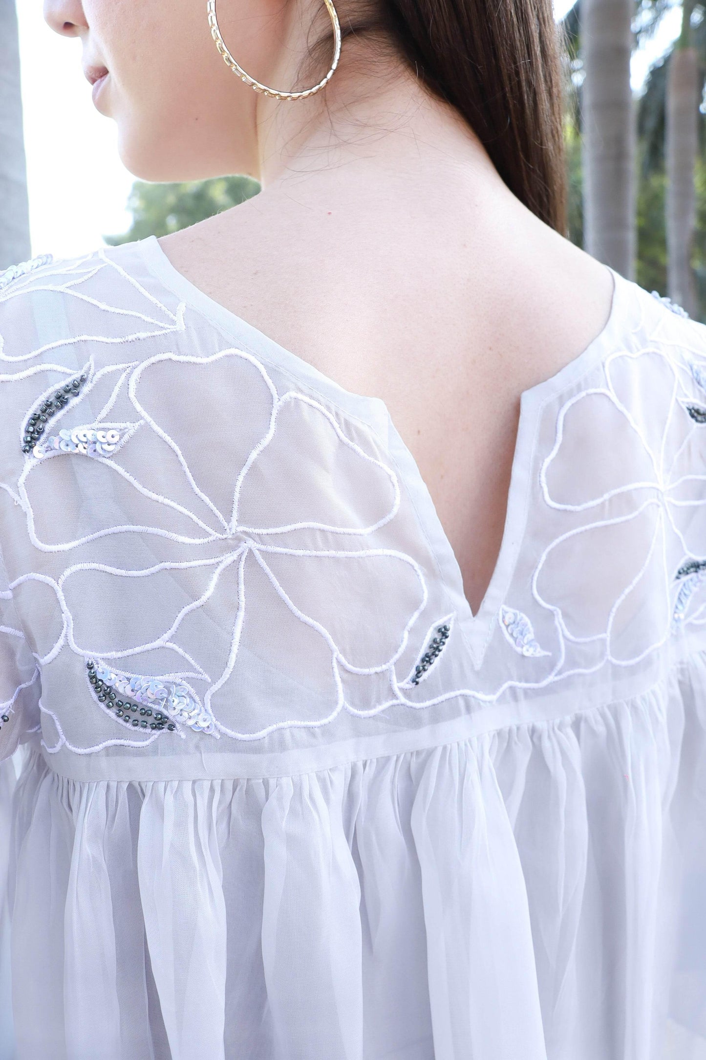 Smokey Whisper Embroidered Flowing Top - Seen Unseen
