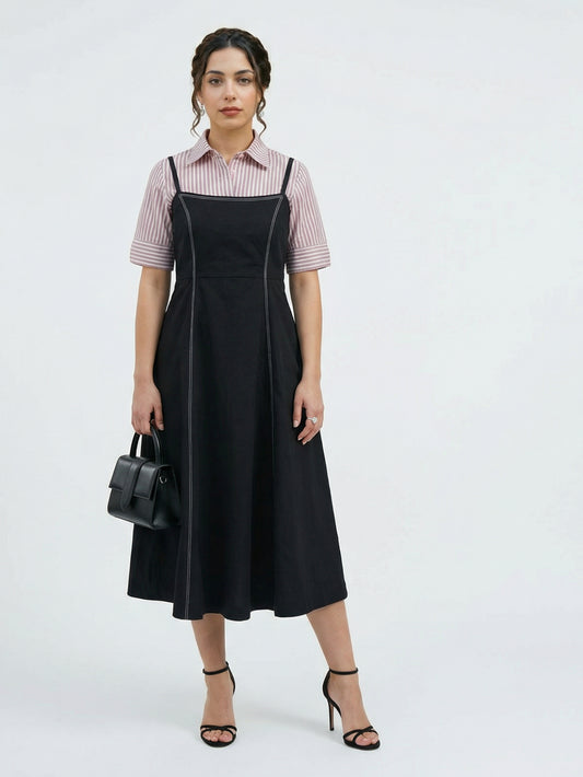 Lavender Block Print Shirt Dress