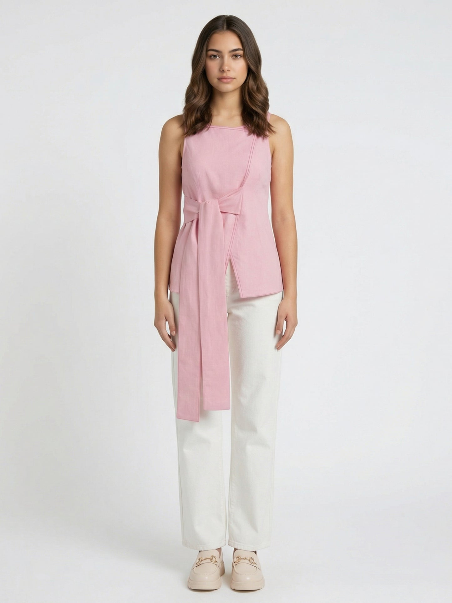 Blush Wrap Tie Cotton Top