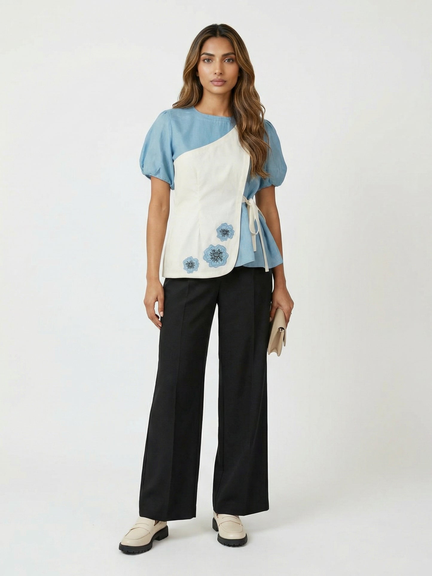Blue Bloom Wrap Top