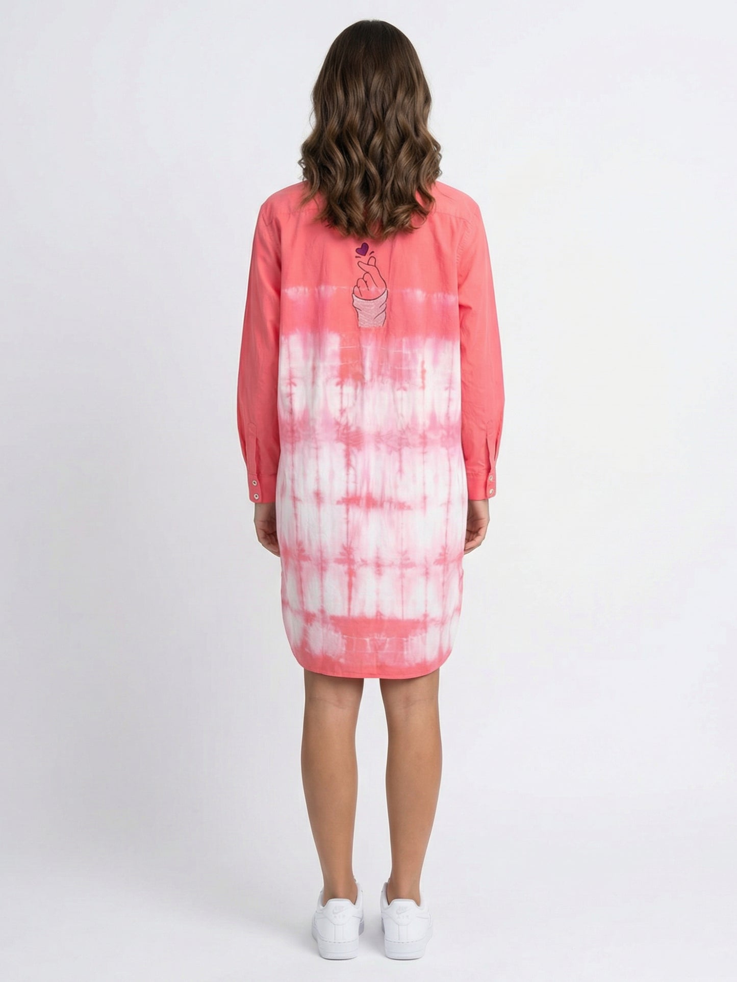 Coral Blush Tie-Dye Shirt Dress