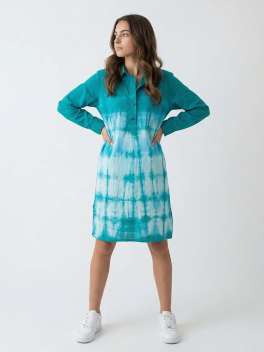 Teal Tide Shirt Dress