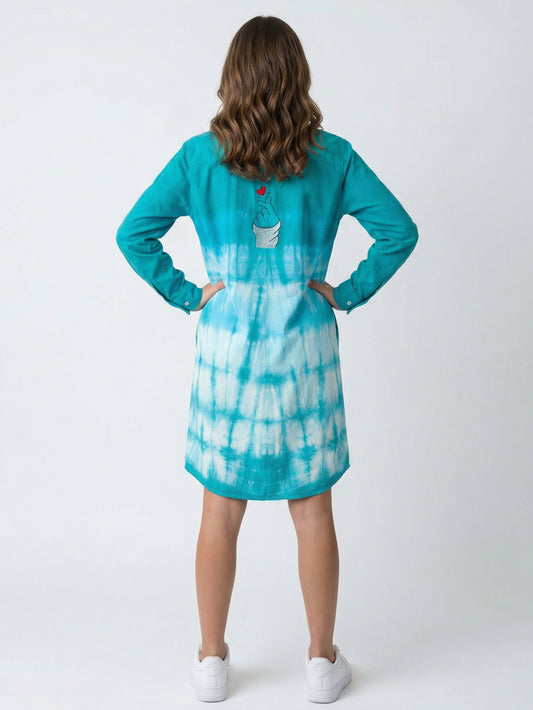 Teal Tide Shirt Dress