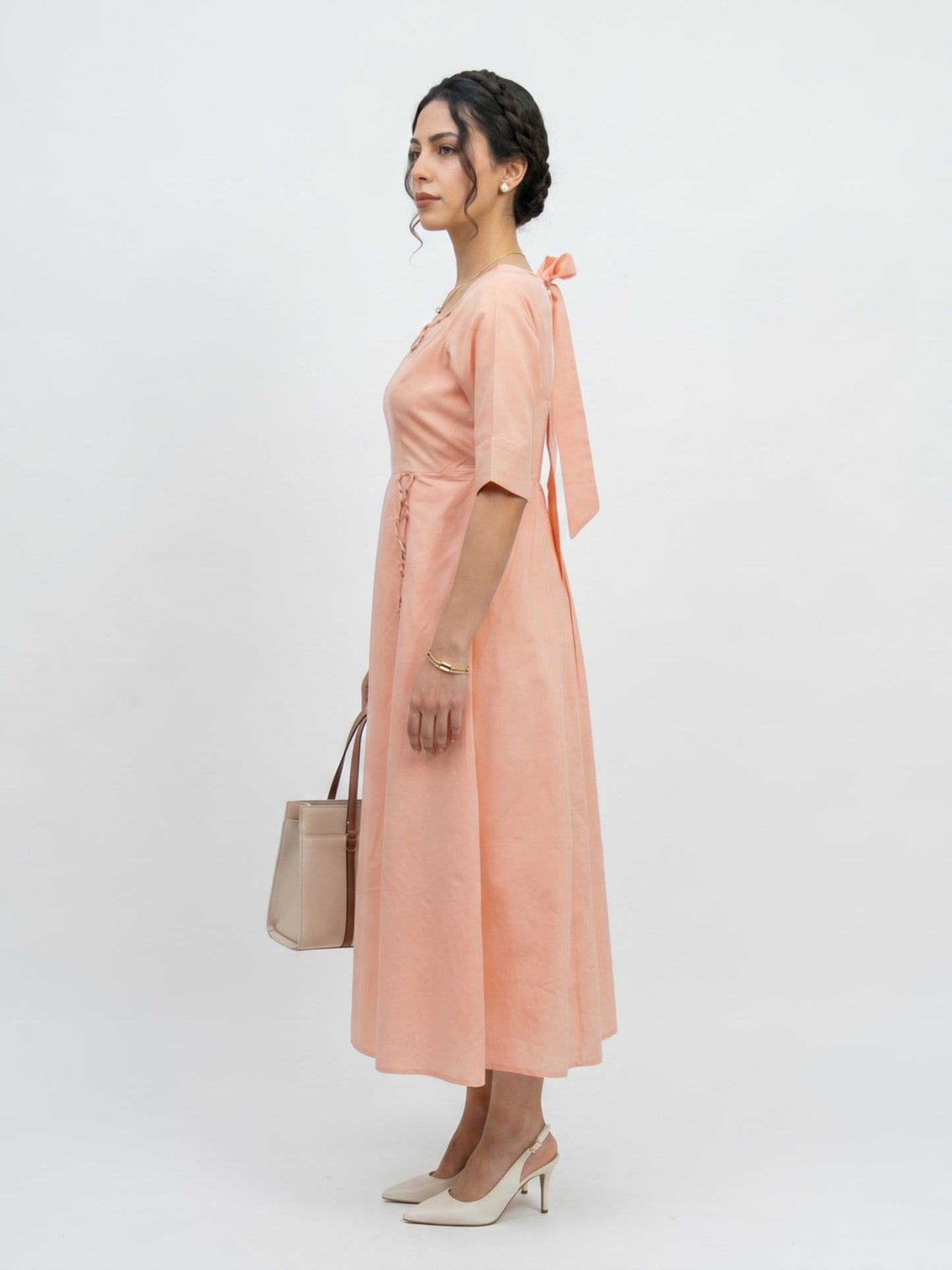 Peach Blossom Midi Dress