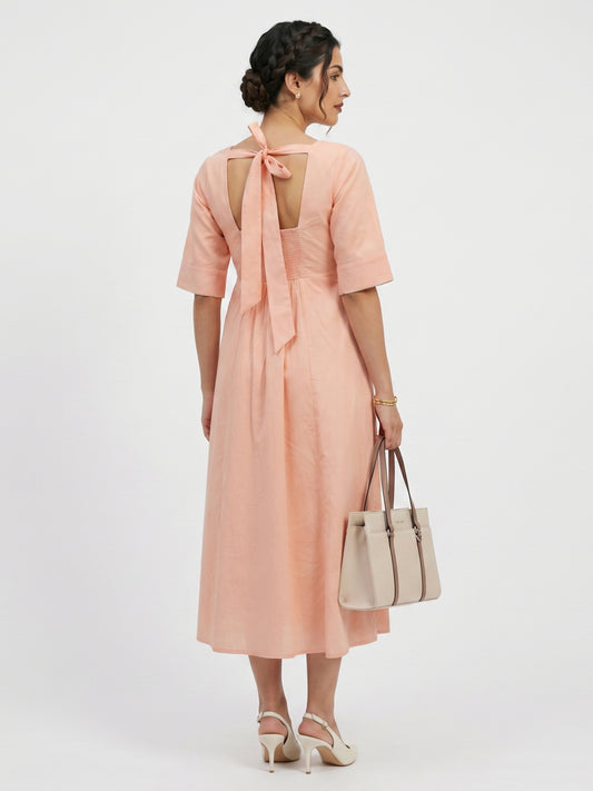 Peach Blossom Midi Dress